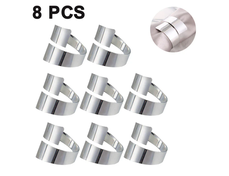 8 Pieces Napkin Rings Metal Spiral Napkin Rings Buckles Simple Alloy Napkin Rings Serviette Napkin Holder Ring (sliver)