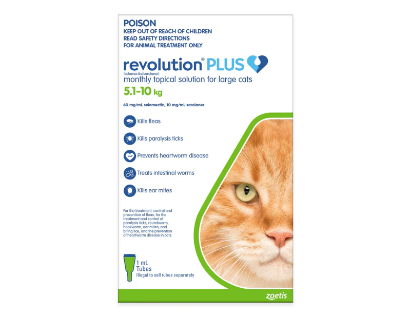 Revolution Plus for Large Cats 5 to 10 Kg (Green) 6 Pipettes