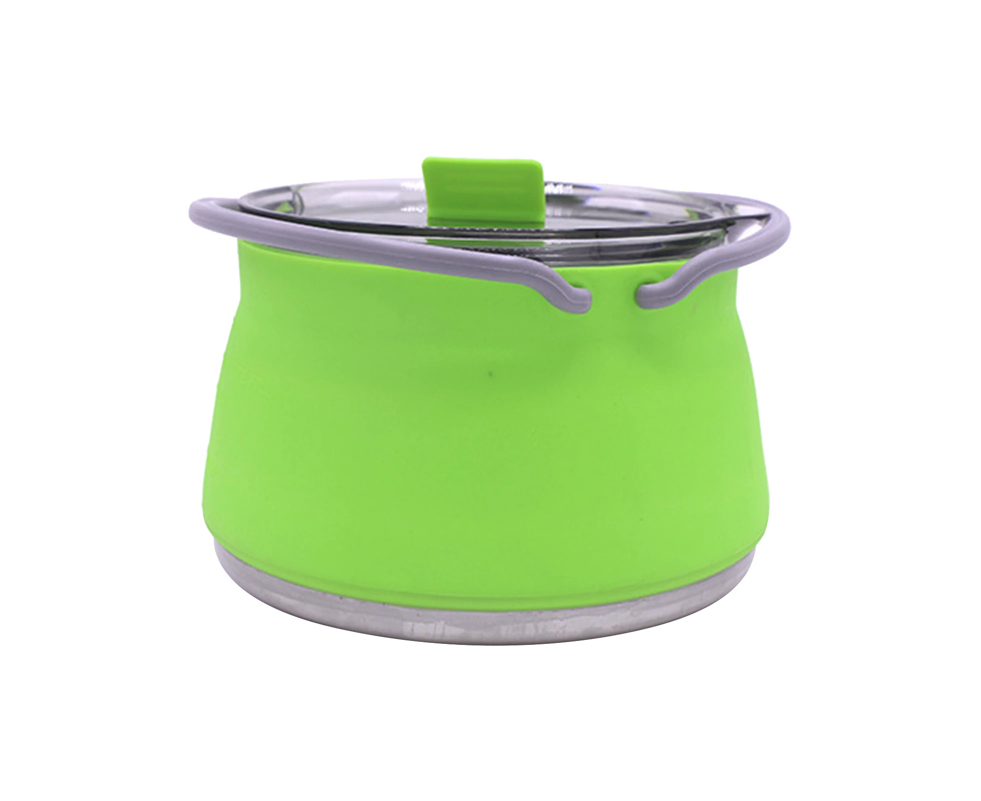 Folding Silicone Kettle Temperature Resistant Space-saving Food Grade Hiking Cooker Water Boiling Teapot with Lid for Outdoor-Emerald Green