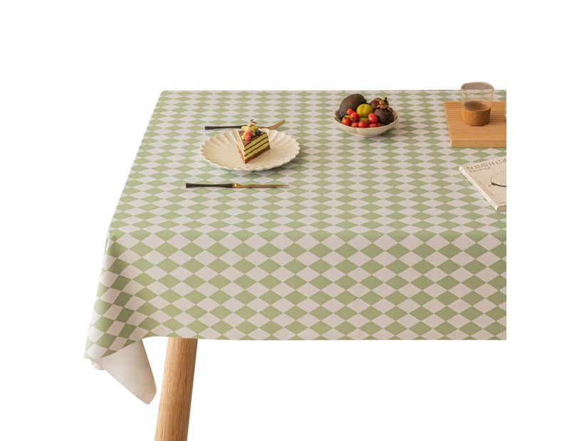 Waterproof And Oil Proof Non-Wash Tea Table Cloth, Rectangular Light Luxury Lozenge Table Cloth,Green