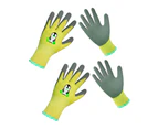 2 Pairs Kids Gardening Gloves, Kids Garden Work Cartoon Pattern Gloves, Riding Protective Gloves,Yellow, Under 5 Years Old