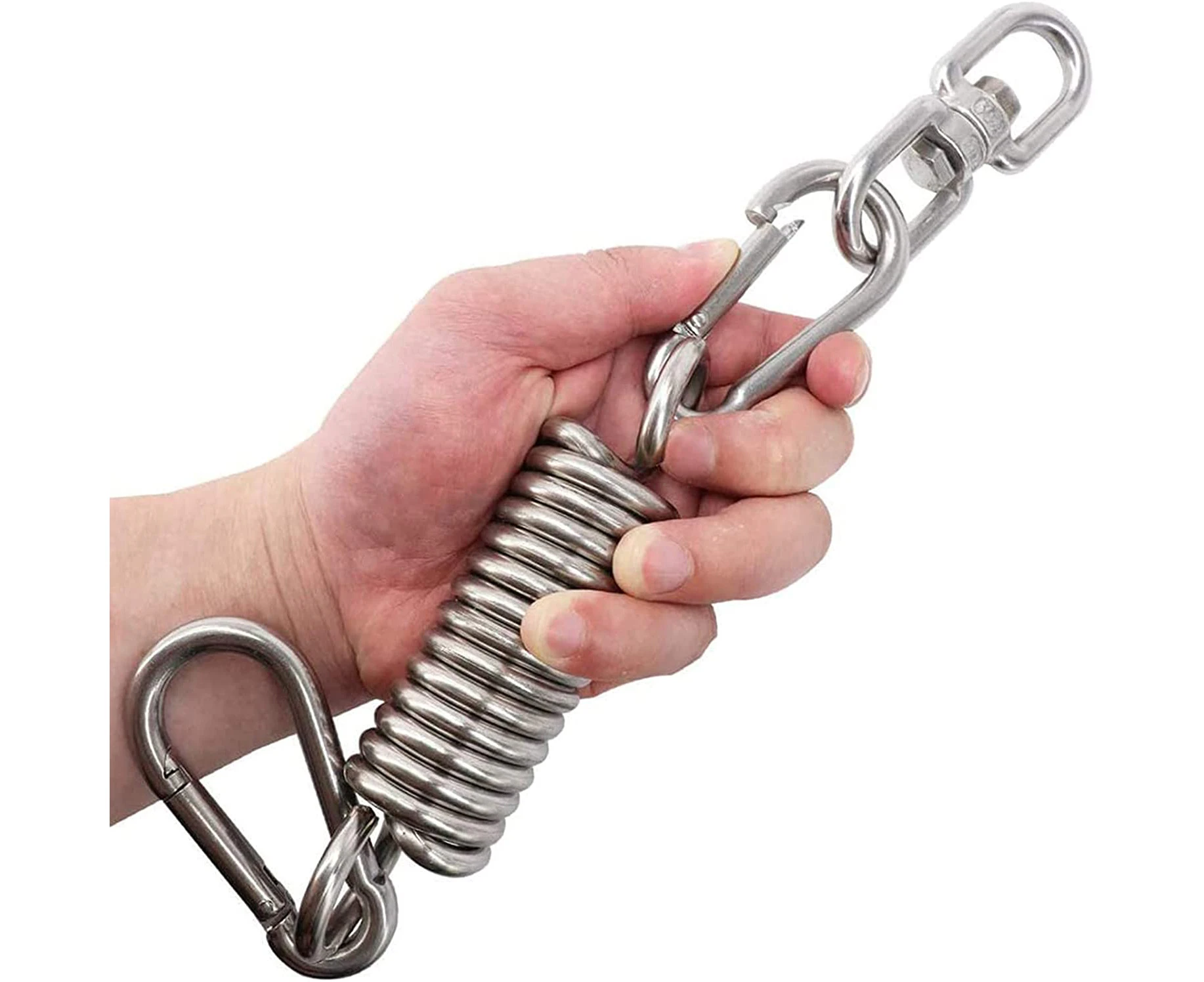 Heavy Bag Hanger Set, Stainless Steel Swivel Chain with Carabiners and Spring for Punching Bag, swing spring