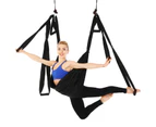 Adult Anti-gravity Aerial Yoga Hammock Swing Fitness Equipment for Indoor - Black