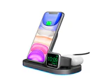 Wireless Charging Station, 3 in 1 Wireless Charging Stand for iphone phone headset watch etc black