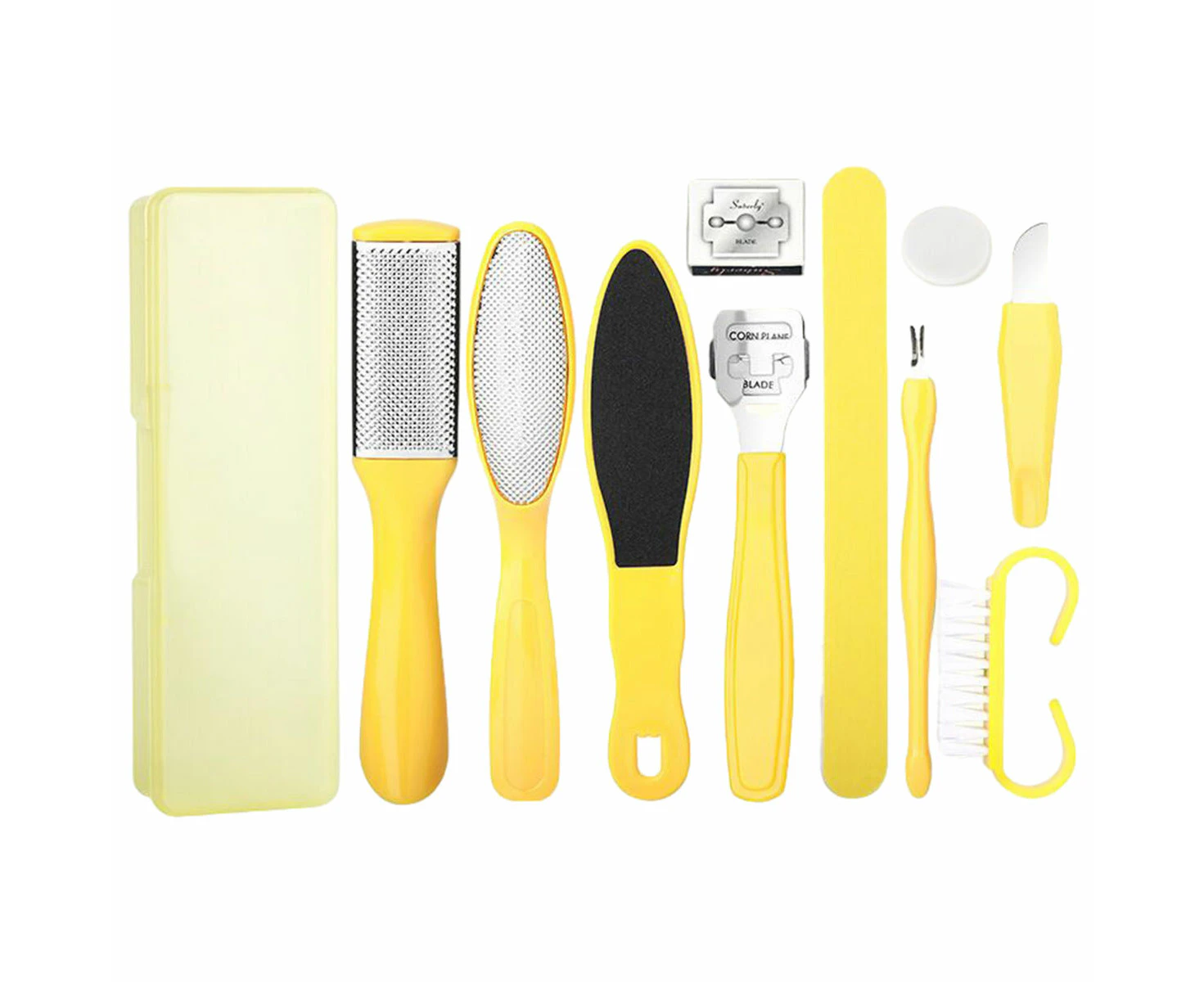 Pedicure Tools Kit 10 In 1, Stainless Steel Foot Peel And Clean Feet Dead Skin Tool Set, Foot Care Kit For Salon Or Home,Yellow