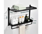 Bathroom Towel Rack, Shower Shelf + Towel Rack + Hooks for Bathroom and Kitchen, Self Adhesive Wall Mounted Towel Rack