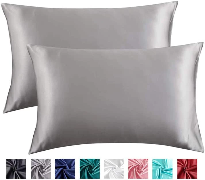 Satin pillowcase for hair and skin Silk pillowcase set of 2 soft pillowcases 2-pack Queen with envelope closure