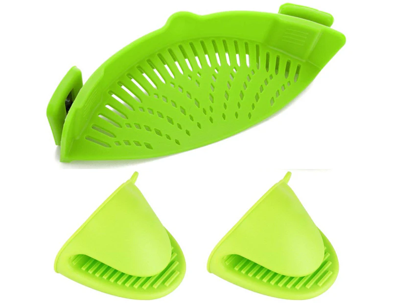 Silicone Clip On Strainer Hands Free Heat Resistant Draining Filter for Pot Bowl Pan Pasta Spaghetti Vegetables