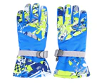 Winter Outdoor Ski Waterproof Wind Ventilation Thickened Warm Gloves(Blue L)