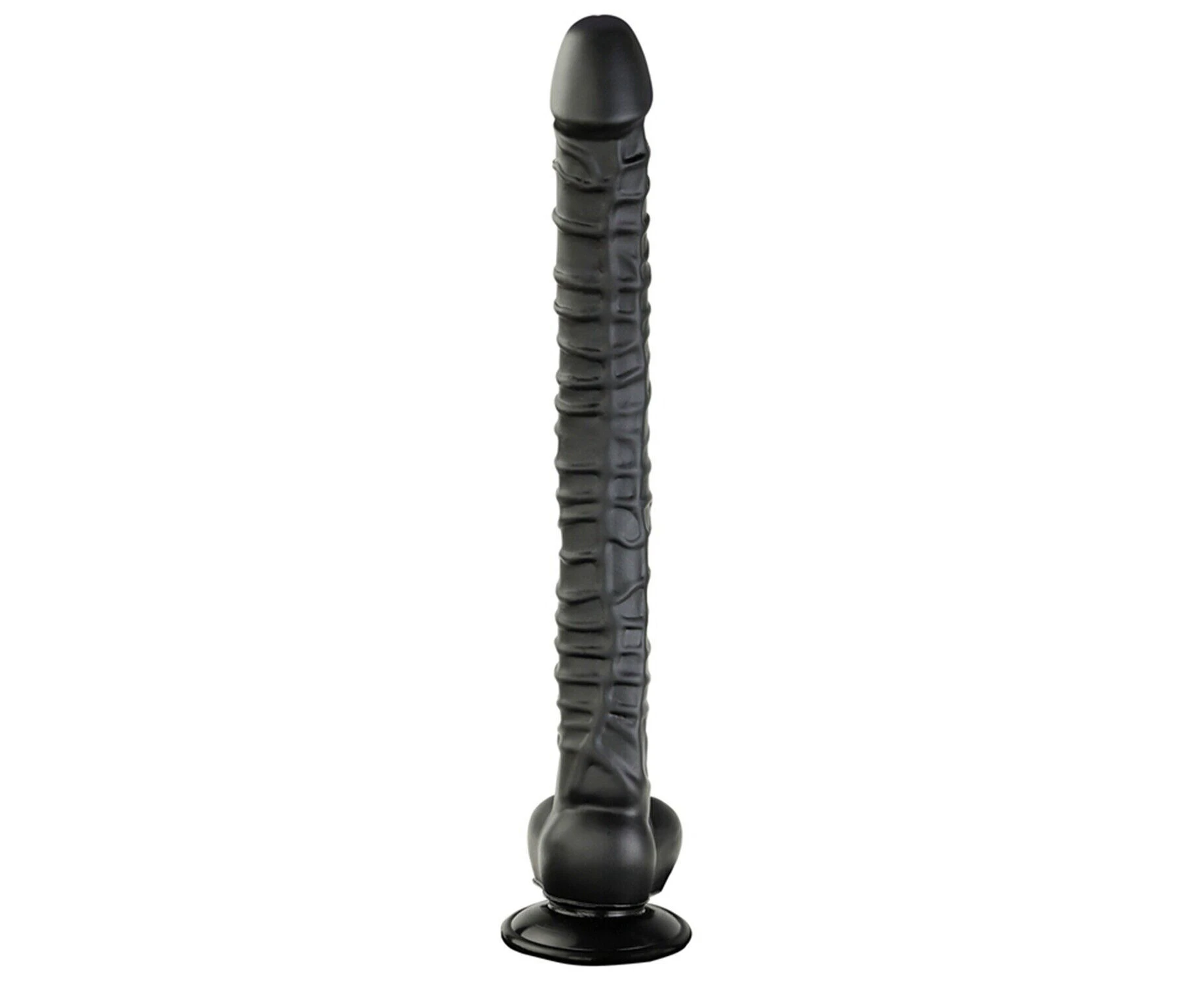 42cm Realistic Strap on Dildo Dong Penis Cock Suction Cup Base w/ Balls Silicone-Black