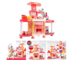 1 Set Play House Toys Dynamic Music Flashing Lights Toddler Pretend Play Kitchen DIY Cooking Stove Model Toy for Kindergarten-Orange