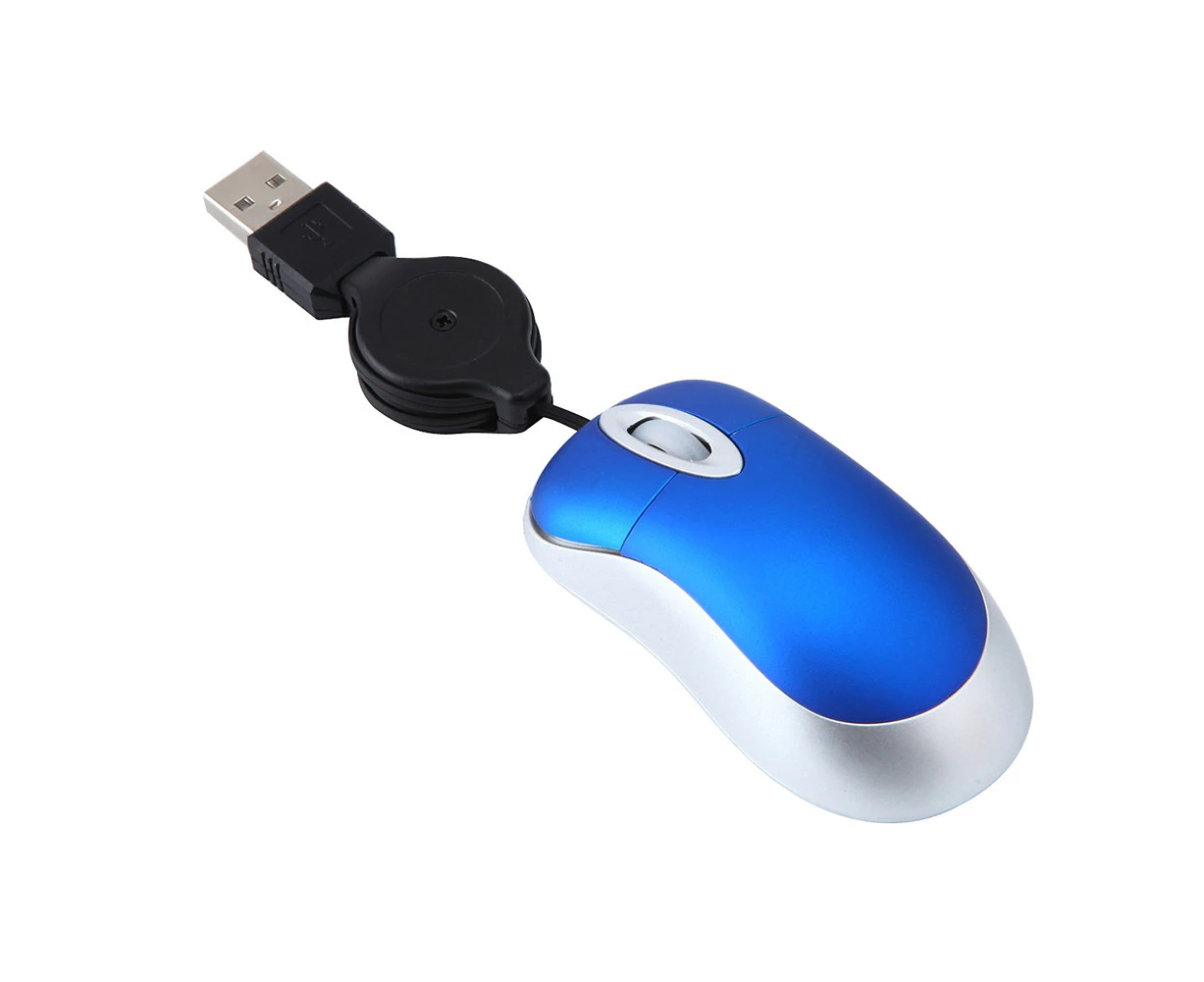 jgl Universal Telescopic 3 Keys 1600DPI Computer Laptop USB Optical Mini Wired Mouse-Blue - Blue