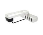 Bathroom Corner Shelf Multifunctional Double Layer Storage Rack Kitchen Non Marking Wall Mounted Holder White Black