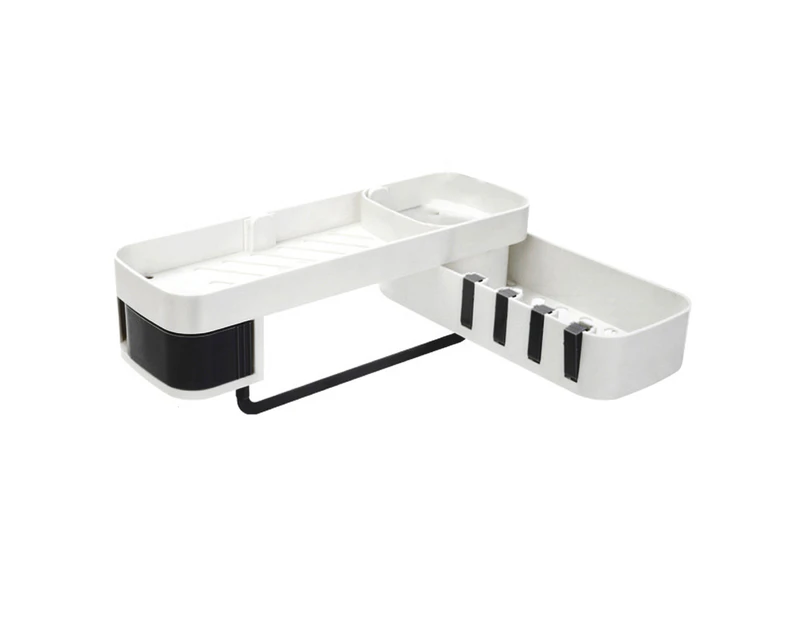 Bathroom Corner Shelf Multifunctional Double Layer Storage Rack Kitchen Non Marking Wall Mounted Holder White Black