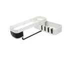 Bathroom Corner Shelf Multifunctional Double Layer Storage Rack Kitchen Non Marking Wall Mounted Holder White Black