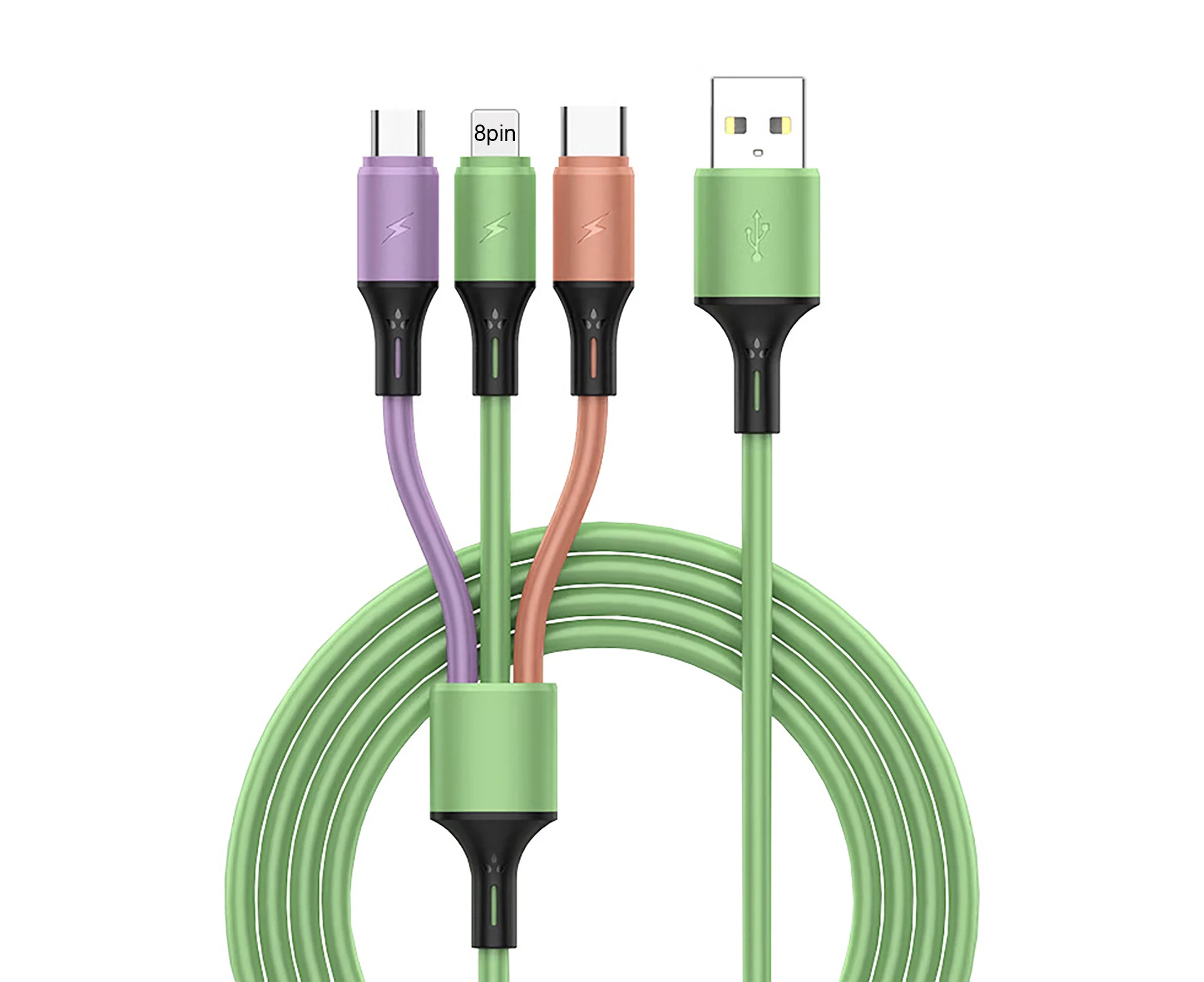 Centaurus Data Cable 3-in-1 Fast Charging Super Long 5A Multi USB Port Charging Cord Mobile Phone Wire for Home - 120cm