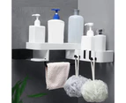 Bathroom Corner Shelf Multifunctional Double Layer Storage Rack Kitchen Non Marking Wall Mounted Holder White Black