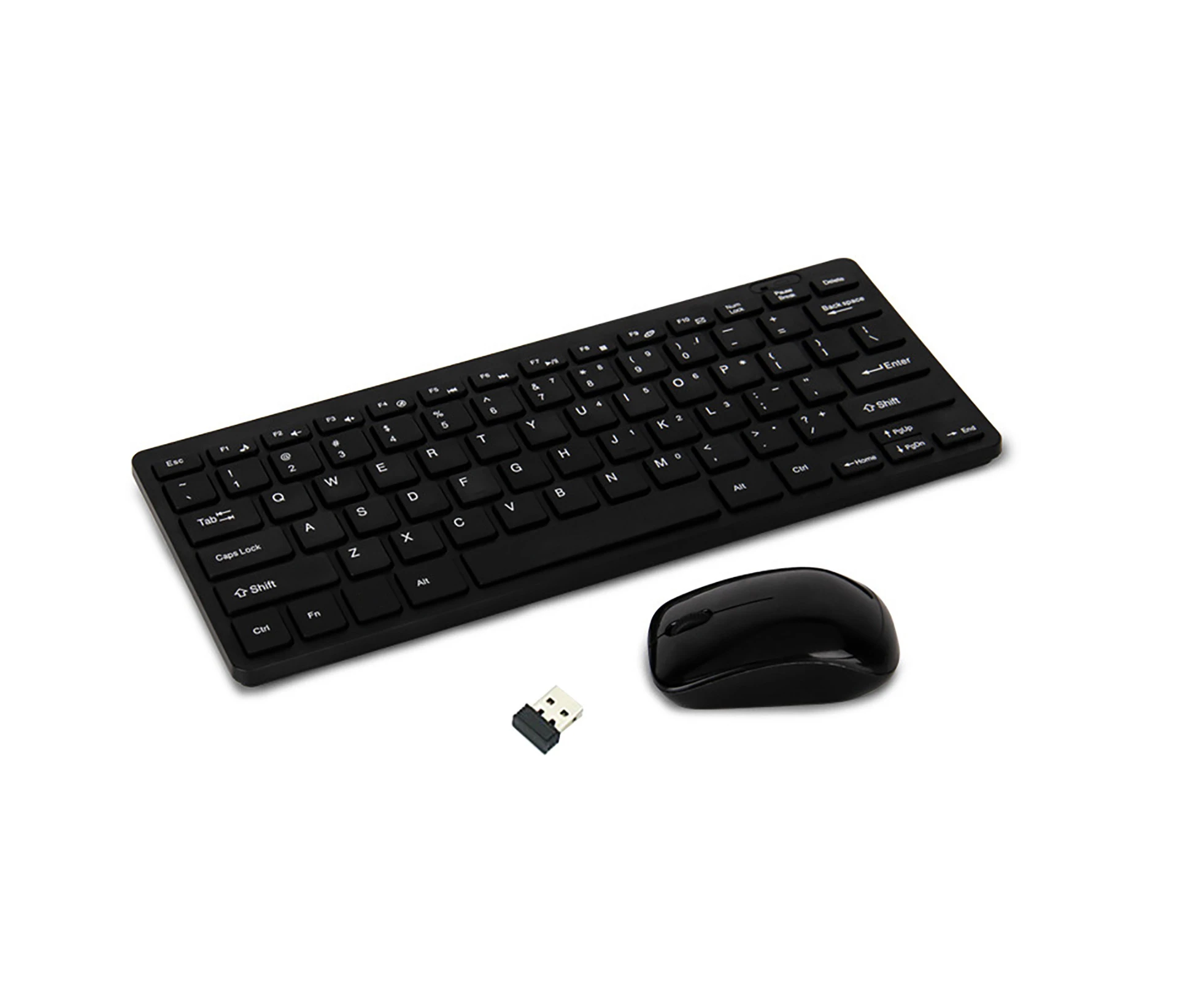 jgl 2Pcs/Set HK-03 Office Mouse Mute Plug Play ABS Mechanical Portable Wireless Keyboard for Office-Black - Black