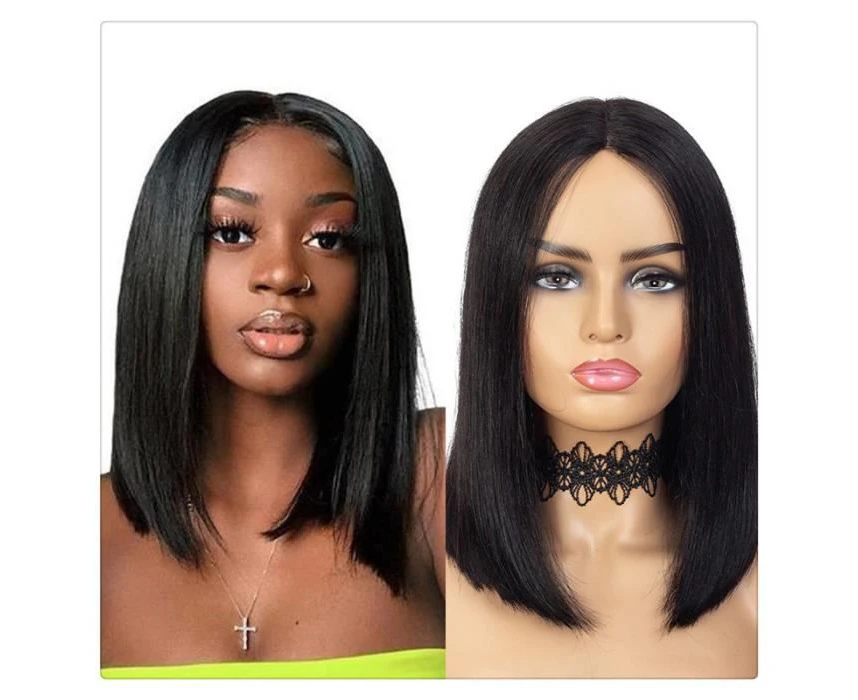 14 inch 13x1 T lace Bob Wigs Human Hair Wigs Short Straight Bob Virgin Hair Natural Color