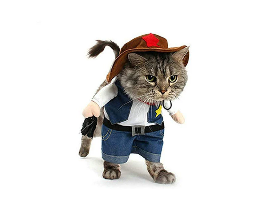 QBLEEV Pet Halloween Costumes for Dog Cat Funny Cowboy Jacket Suit