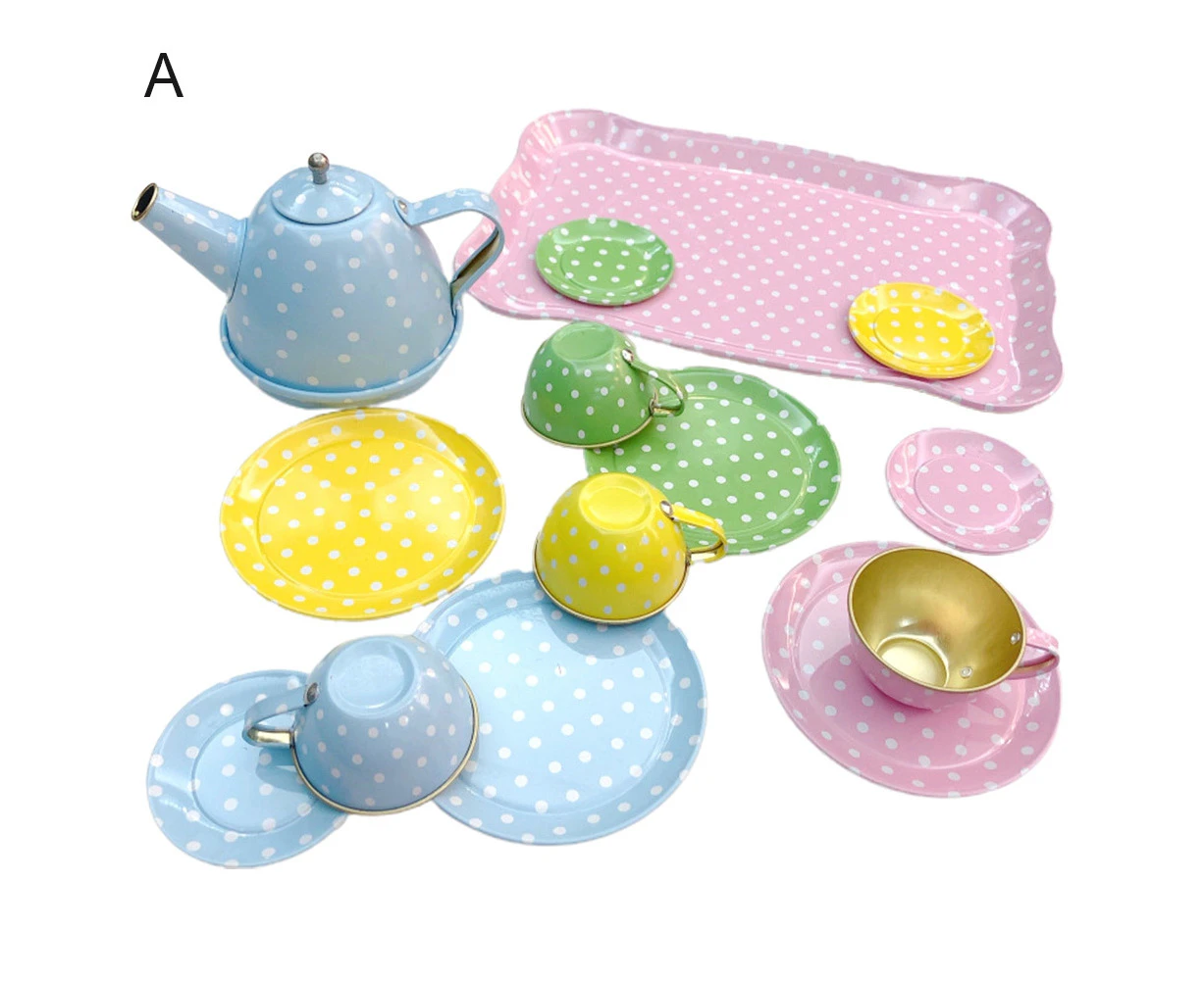 14Pcs/Set Children Simulation Afternoon Tea Kettle Set Toy Play House Kids Gift- A