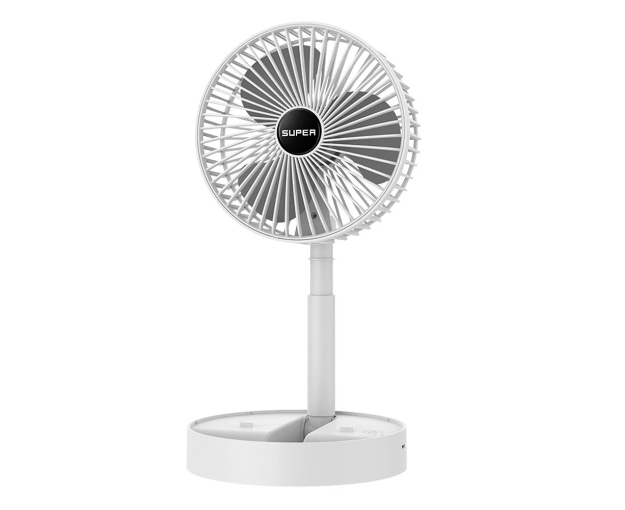 Retractable Folding Portable Fan Home Dormitory Three-Speed Desktop Fan Portable,White Charging Model