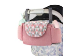 Stroller Organizer Bag,Multifunctional Stroller Bags with Insulated Cup Holder Baby Stroller Accessories Storage Bag for Bottle,Diapers-Pink Rhombus