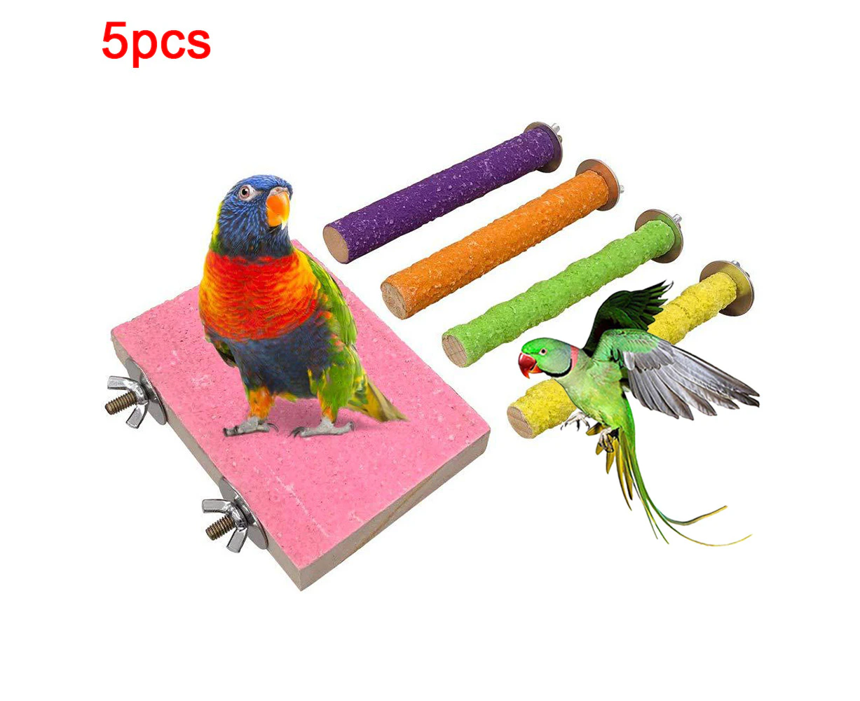 5Pcs/Set Pet Parrot Budgie Chew Bite Paw Grinding Bar Rod Toy Bird Cage Perches