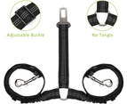 Double Dog Seat Belt, Double Pet Seat Belt Adjustable with Elastic Bungee and Reflective Strip No Tangle Seat Belt Splitter in Vehicle