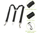 Double Dog Seat Belt, Double Pet Seat Belt Adjustable with Elastic Bungee and Reflective Strip No Tangle Seat Belt Splitter in Vehicle