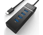 Portable Type-C to Super Speed 4 Ports USB 3.0 HUB Adapter Multiport Converter