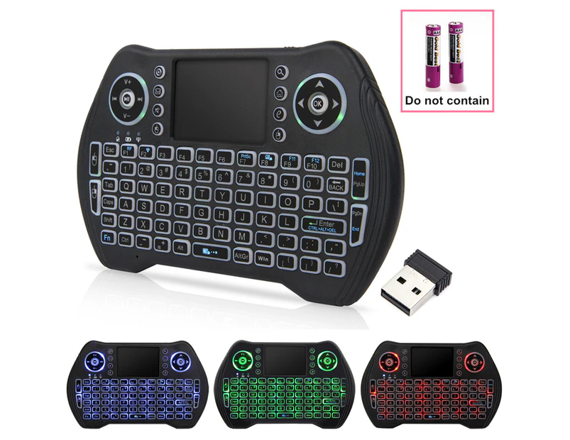 Mini Wireless Keyboard ，2.4GHz Wireless Mini Keyboard Controller with Compatible with Android TV Box, IPTV, HTPC, Smart TV, PC,etc Backlit dry battery