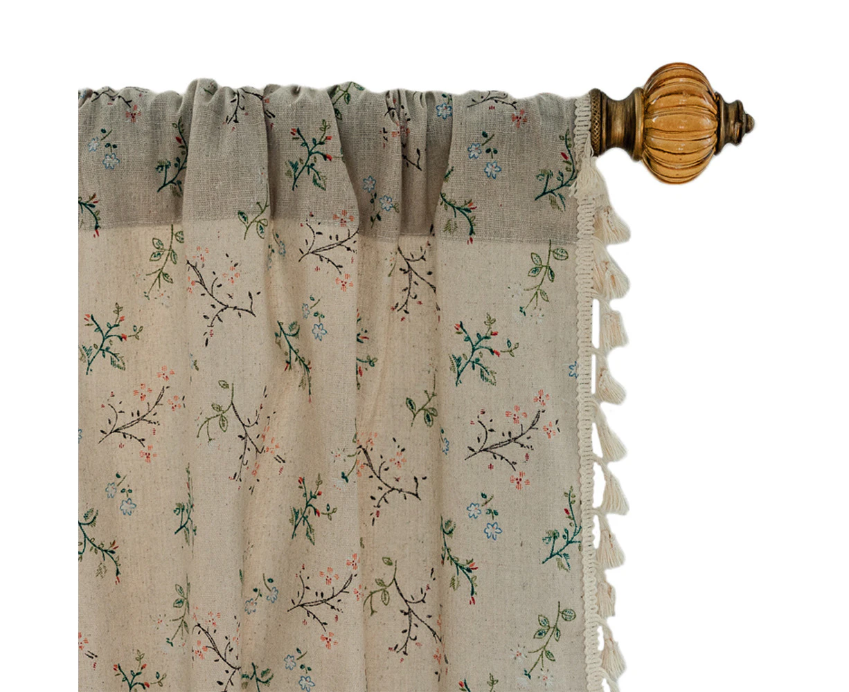 Small Window Kitchen Half Curtain Tassel Cotton Hemp Half Shading Bay Window Short Curtain