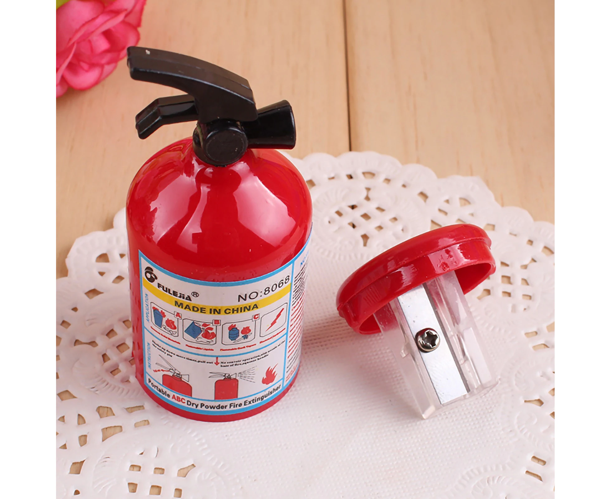 aerkesd Pencil Sharpener Fire Extinguisher Shape Sharp Blade Plastic Student Stationery for School-Red