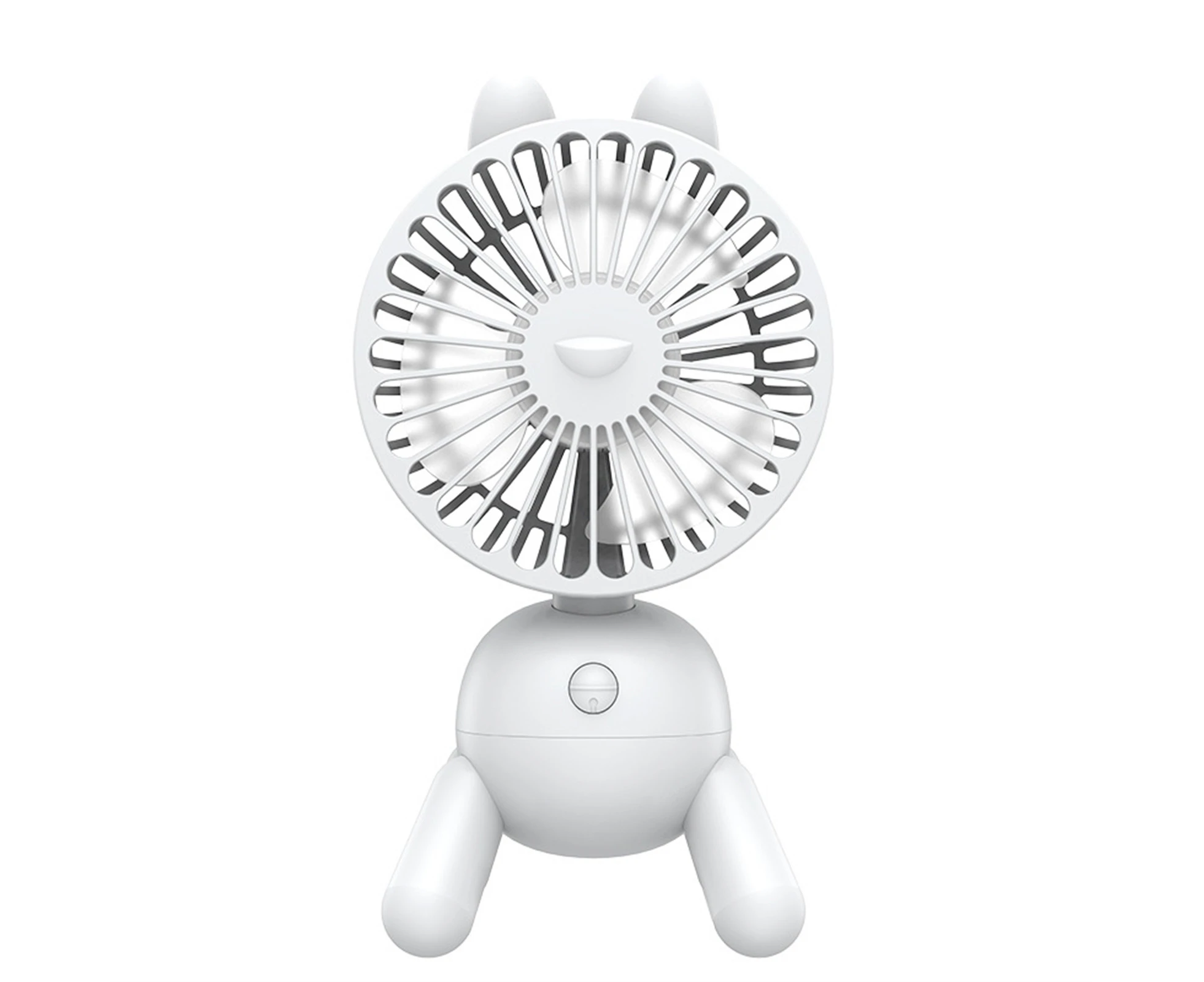 Freestanding Desk Fan Puppy Shape ABS Head Rotation USB Rechargeable Portable Fan for-White