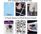 Halloween Spider, 200Cm Giant Spider, Halloween Outdoor Decoration With 7M Triangular Web 20G Spider Outdoor Decoration