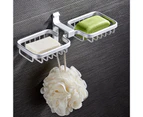 Soap Holder Easy-Installation Hollow Design Square-Shaped Punch-free Soap Drain Box for-Silver White