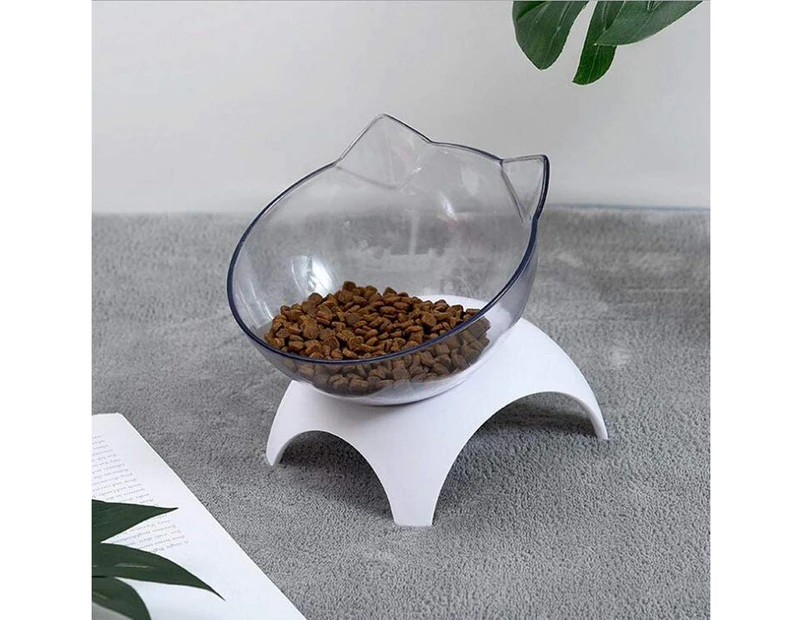 15°Elevated Cat Food Bowls With Silicone Pet Mat, Double Raised Cat Transparent Plastic Bowl With Stand, Elevated Cat Bowl