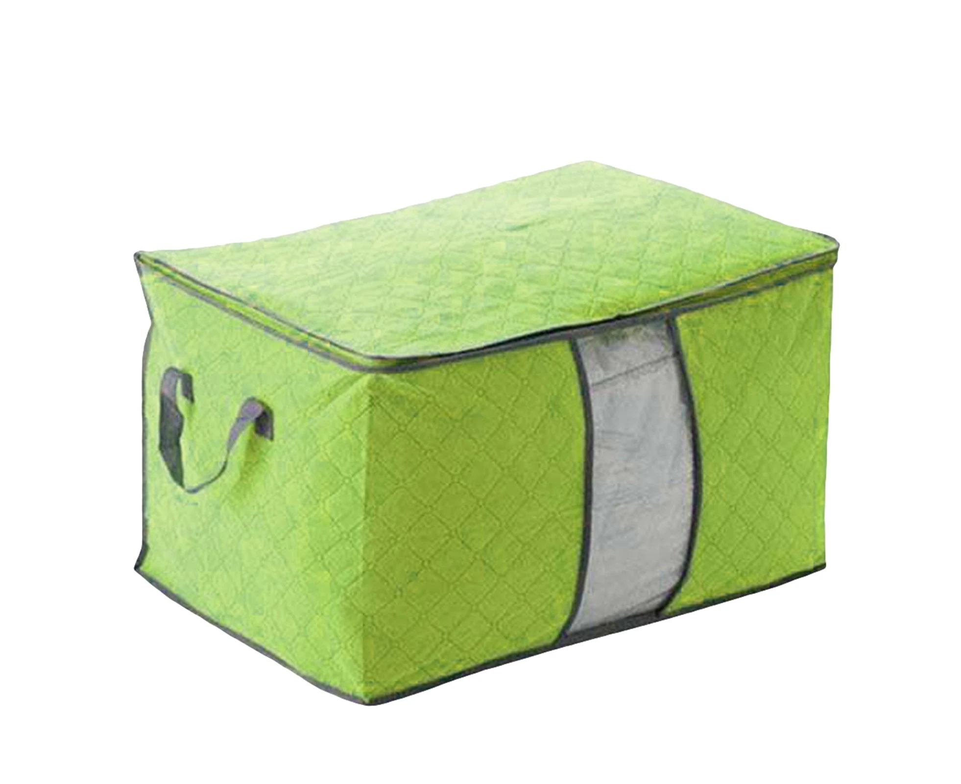 Zippered Stackable Clothes Quilts Pillows Storage Bag Box Home Organizer Pouch - Green