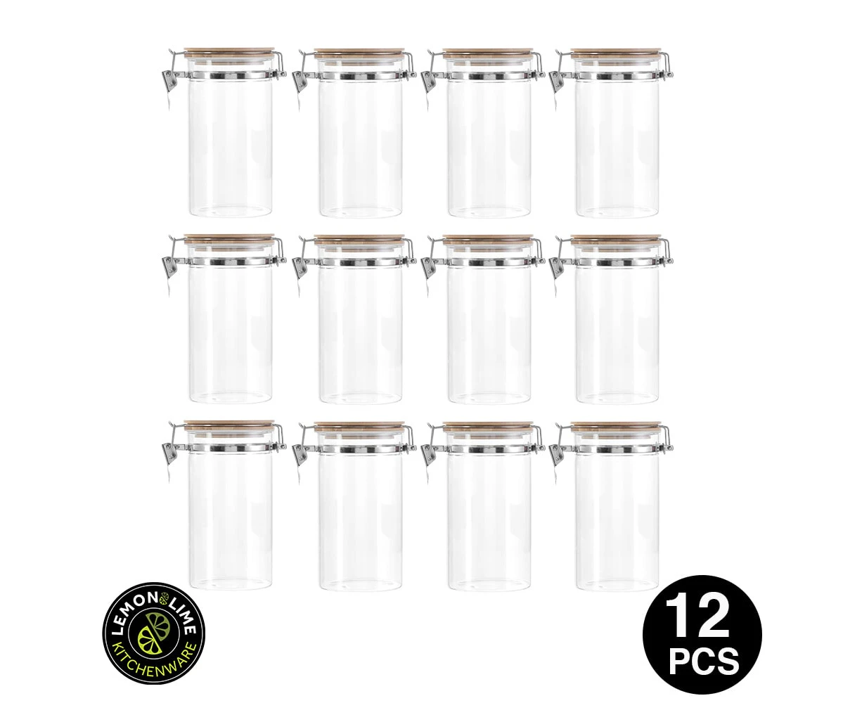 Lemon & Lime 1.2L CAMDEN GLASS CLIP JAR BAMBOO LID 12PCS