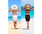 2 Pieces Women Beach Wrap Sarong Cover Up Chiffon Swimsuit Wrap Skirts-Black and White