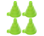 4-Piece Silicone Folding Funnel Multi-Function Portable Mini Kitchen Retractable Oil Drain Household Liquid Sub-Packaging Tool,Green