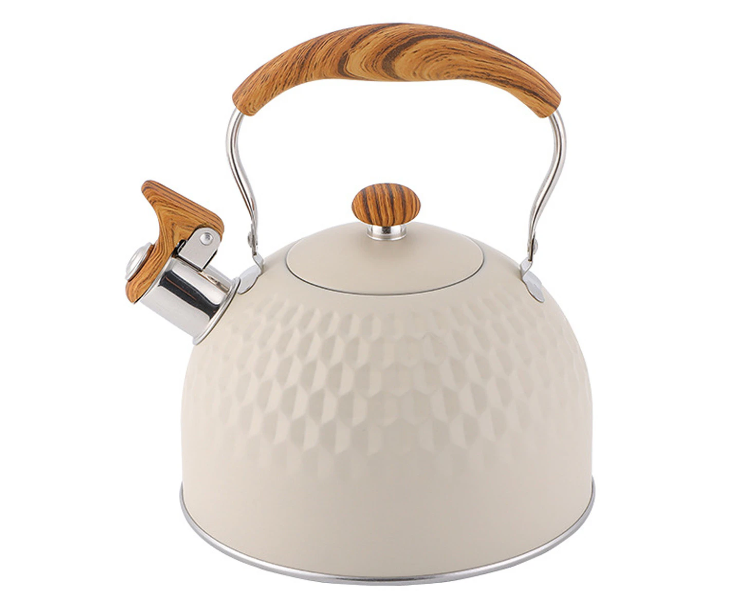 Tea Kettle,2.5 Liter Whistling Tea Kettle, Tea Pots For Stove Stainless Steel With Wood Pattern Folding Handle, Loud Whistle Kettle For Tea, Coffee