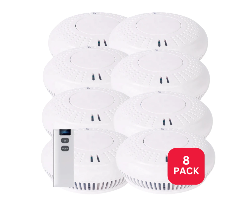 Wireless Interconnected Photoelectric Smoke Alarm 8 Pack