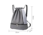 Drawstring Backpack String Bag With Shoes Compartment, Drawstring Bags For Men Women Gym Yoga Shopping Swim - Grey