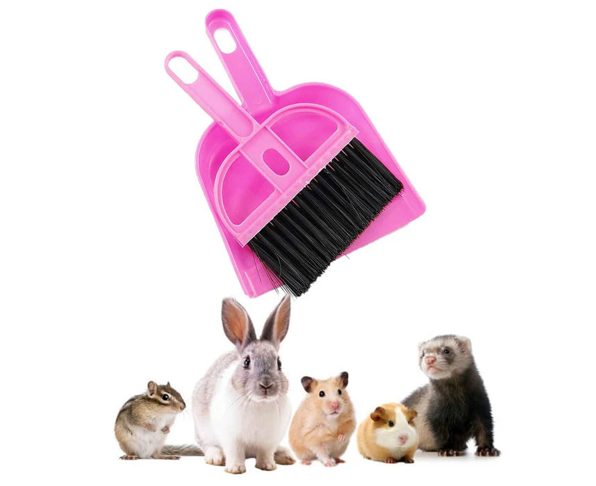 QBLEEV Pet Cage Broom Brush Dustpan Set -Pink