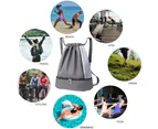 Drawstring Backpack String Bag With Shoes Compartment, Drawstring Bags For Men Women Gym Yoga Shopping Swim - Grey