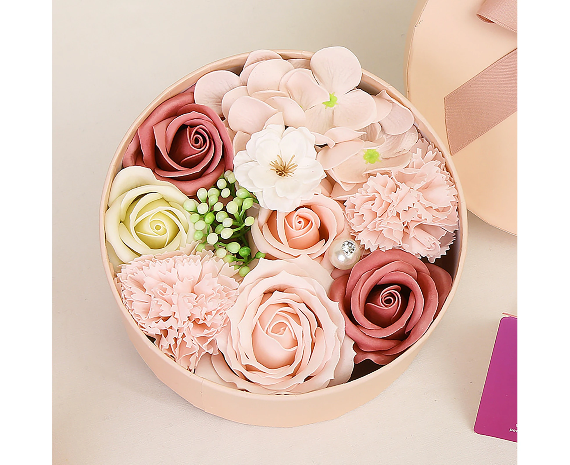 New 1 Set Soap Flower Elegant Romantic Fragrant Gift-giving Valentine's Day Soap Rose Flower Gift Box Photography Prop - Pink