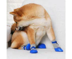 4Pcs/Set Outdoor Indoor Anti-slip Silicone Sole Pet Dog Puppy Cat Boots Socks-Blue