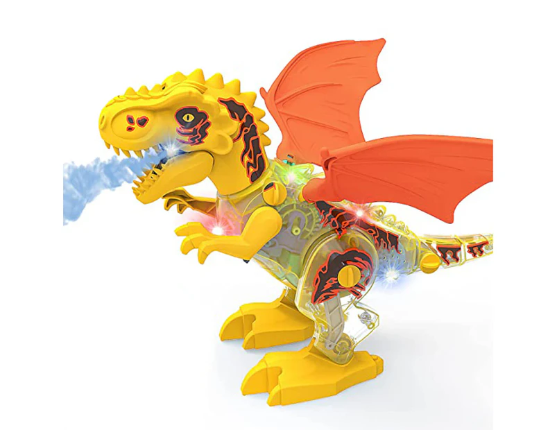 Dinosaur Toys for Kids Electronic Walking Dinosaur with Spray and Lighting - Yellow